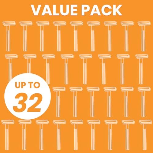 Comfycheer 32 Count Disposable Razors for Men, Single Blade Razors, Bulk Stainless Steel Shavers with Protective Head for Shaving Sensitive Skin - görsel 4
