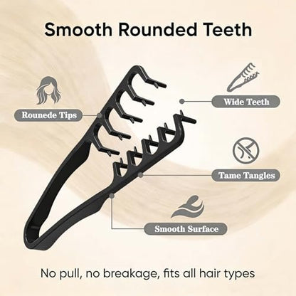 Nowavibe Magic Comb for Men – Wide-Tooth Volumising Styling Tool with Root Lift & Texture Control for Fringes, Curls & All Hair Types – Dry/Wet Use for Travel & Home Grooming (2-Pack) Avelisse