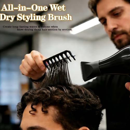 Nowavibe Magic Comb for Men – Wide-Tooth Volumising Styling Tool with Root Lift & Texture Control for Fringes, Curls & All Hair Types – Dry/Wet Use for Travel & Home Grooming (2-Pack) Avelisse