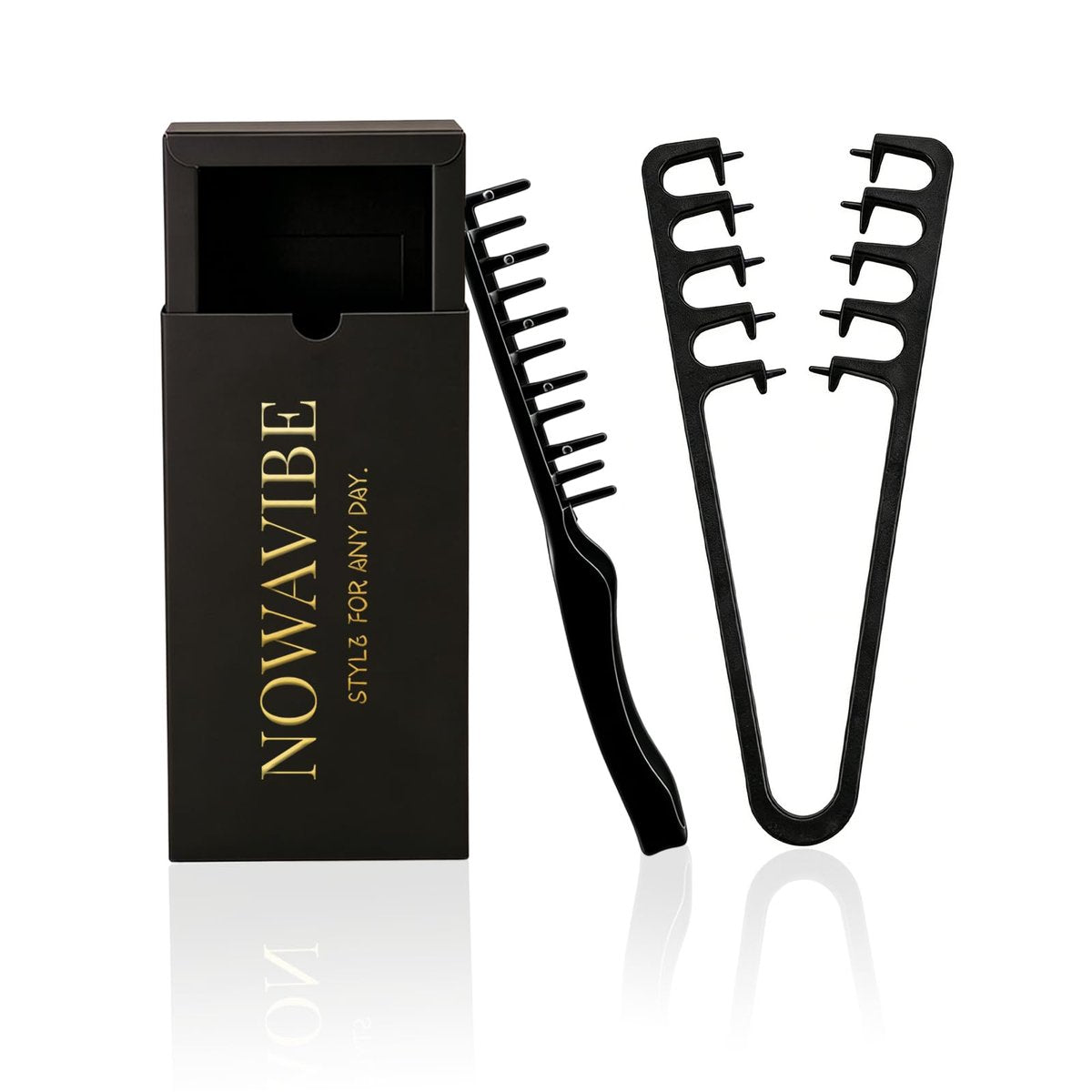 Nowavibe Magic Comb for Men – Wide-Tooth Volumising Styling Tool with Root Lift & Texture Control for Fringes, Curls & All Hair Types – Dry/Wet Use for Travel & Home Grooming (2-Pack) Avelisse