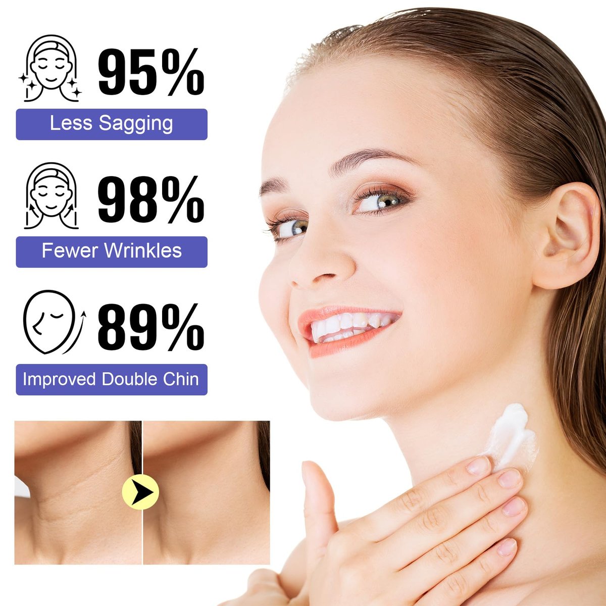 Neck Firming Cream - Anti Aging Neck Tightening Cream for Sagging Skin, 1.7 Fl Oz with 4% Cupuacu Butter, Hyaluronic Acid & Caffeine - Lifts Wrinkles & Fine Lines for Women & Men - görsel 9