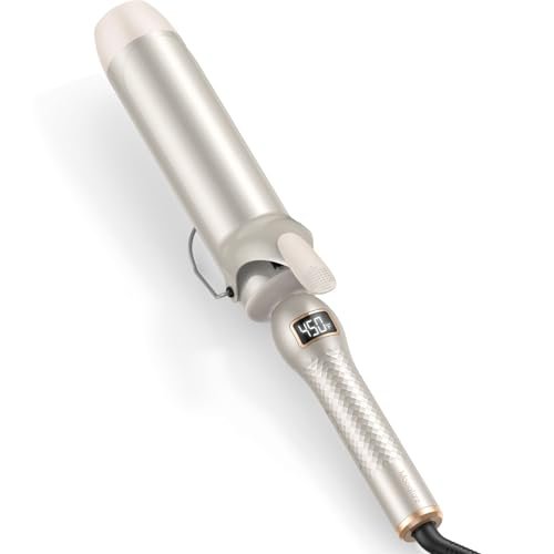 Professional Curling Iron 2 Inch – Large Barrel Curling Wand for Long Hair with MCH Heating, 12 Temperature Settings, Dual Voltage, Gold Avelisse