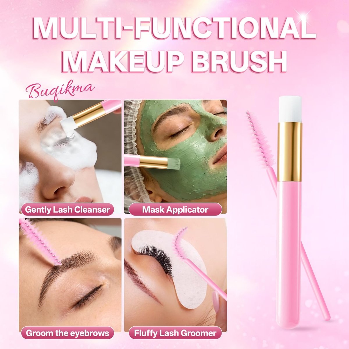 Buqikma Whipped Lash Cream Shampoo Kit - Unscented Eyelash Cleansing Foam with Brush, 3.4 fl oz - Gentle Lash Extension Cleaner for Salon & Home DIY - görsel 9
