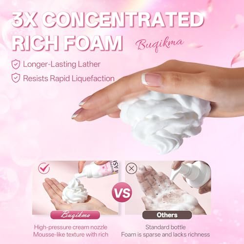 Buqikma Whipped Lash Cream Shampoo Kit - Unscented Eyelash Cleansing Foam with Brush, 3.4 fl oz - Gentle Lash Extension Cleaner for Salon & Home DIY - görsel 6