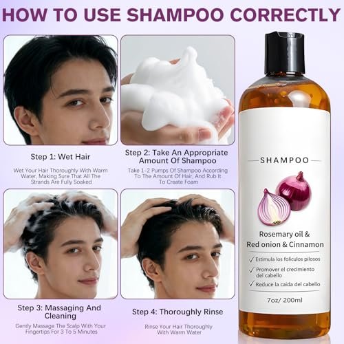 warmow Onion Shampoo for Men with Rosemary Oil, Red Onion & Cinnamon Extract – Strengthen Hair Roots, Reduce Hair Loss, Promote Hair Growth, 7oz/200ml Avelisse