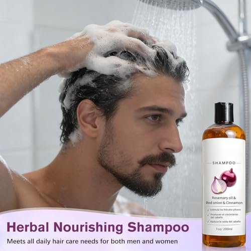 Onion Shampoo for Men with Rosemary Oil, Red Onion & Cinnamon Extract – Strengthen Hair Roots & Prevent Hair Loss (200ml) - görsel 4