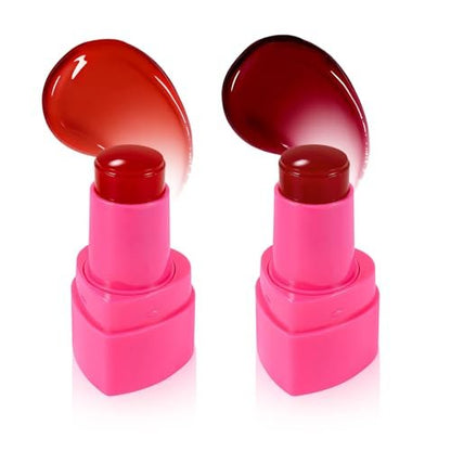 KALYFADIO 2-Pack Jelly Blush Stick for Cheeks & Lips – Cooling Water Jelly Tint, Moisturizing, Buildable, Long-Lasting Lip Stain + Blush (01+03)
