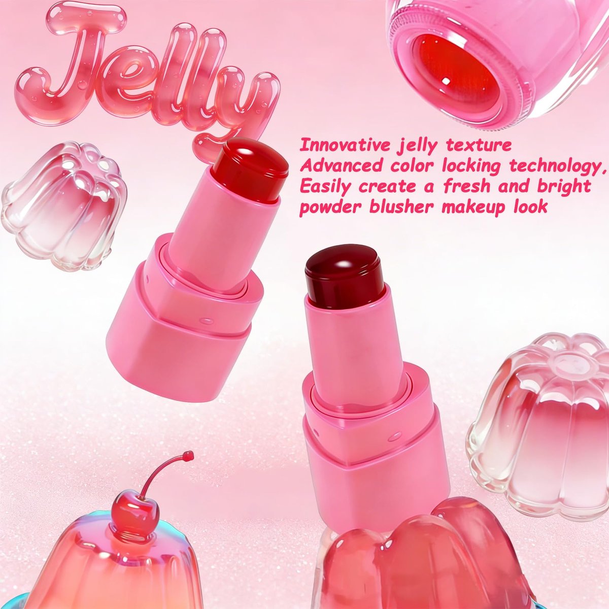 KALYFADIO 2-Pack Jelly Blush Stick for Cheeks & Lips – Cooling Water Jelly Tint, Moisturizing, Buildable, Long-Lasting Lip Stain + Blush (01+03) - görsel 9