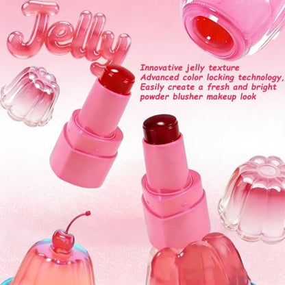 KALYFADIO 2-Pack Jelly Blush Stick for Cheeks & Lips – Cooling Water Jelly Tint, Moisturizing, Buildable, Long-Lasting Lip Stain + Blush (01+03)