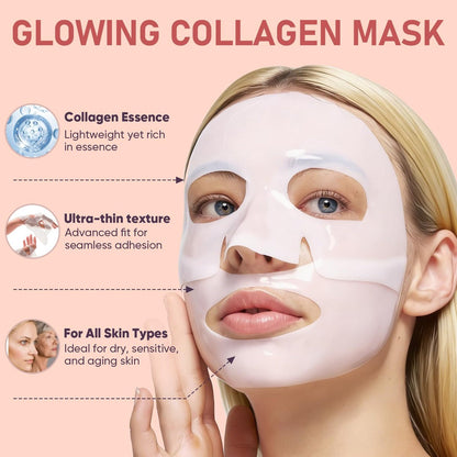 TEAWOO Bio-Collagen Facial Mask - 8 Pack Hydrogel Face Mask for Hydrating, Soothing & Glass Skin - Korean Skincare Overnight Mask