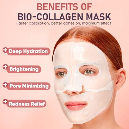 TEAWOO Bio-Collagen Facial Mask - 8 Pack Hydrogel Face Mask for Hydrating, Soothing & Glass Skin - Korean Skincare Overnight Mask - görsel 6
