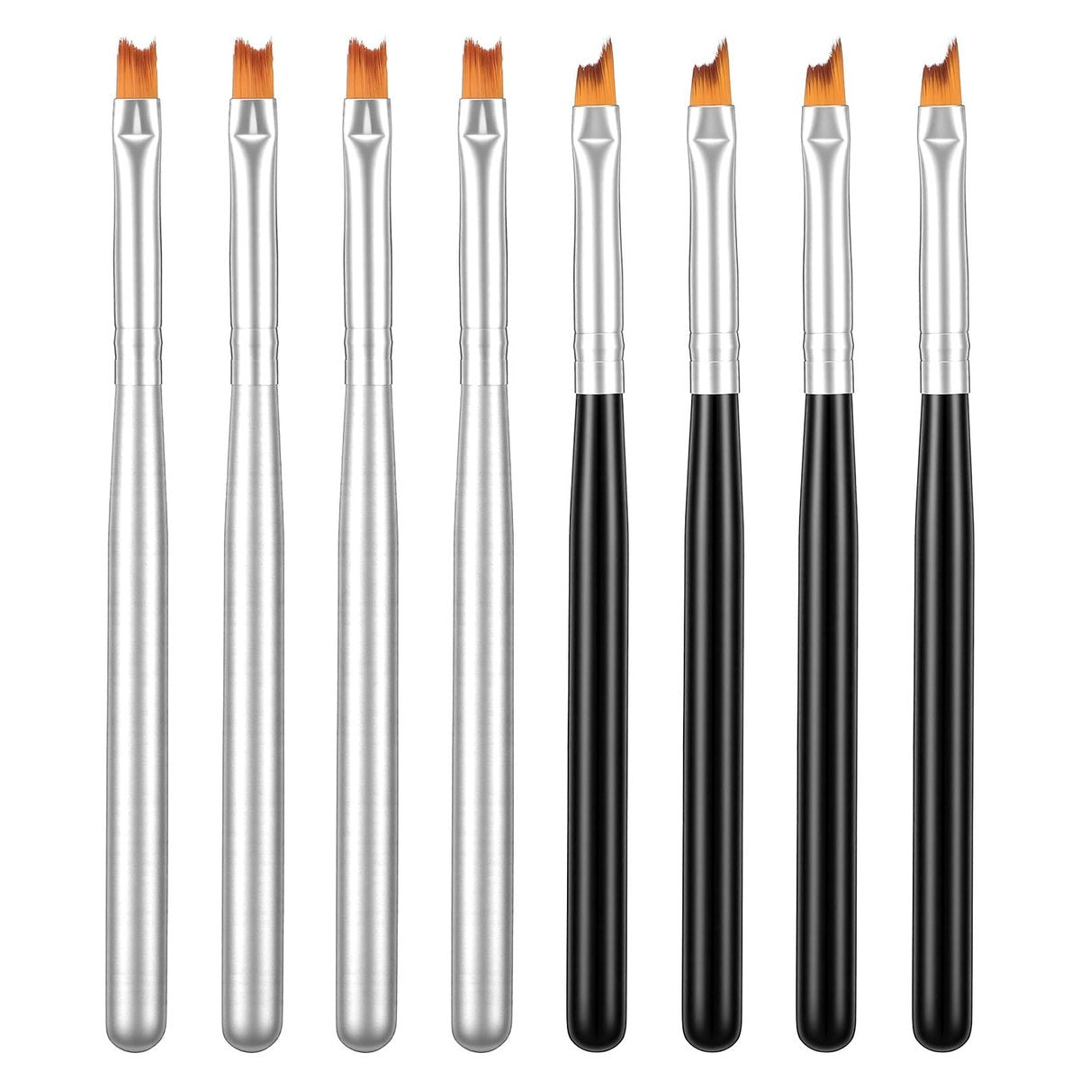 TIESOME 8-Piece French Tip Nail Brush Set: Oblique Head Manicure Brushes with Wood Handles for Classic White Tips - görsel 1
