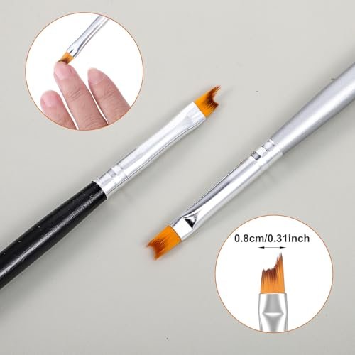 TIESOME 8-Piece French Tip Nail Brush Set: Oblique Head Manicure Brushes with Wood Handles for Classic White Tips - görsel 6