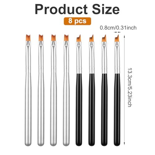 TIESOME 8-Piece French Tip Nail Brush Set: Oblique Head Manicure Brushes with Wood Handles for Classic White Tips - görsel 4