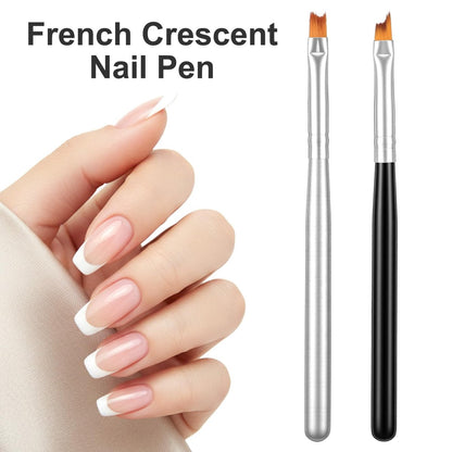 TIESOME 8-Piece French Tip Nail Brush Set: Oblique Head Manicure Brushes with Wood Handles for Classic White Tips