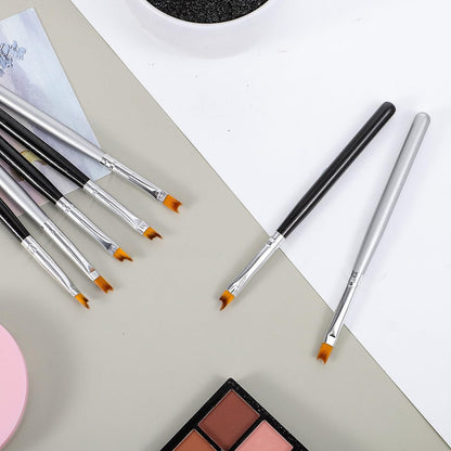 TIESOME 8-Piece French Tip Nail Brush Set: Oblique Head Manicure Brushes with Wood Handles for Classic White Tips