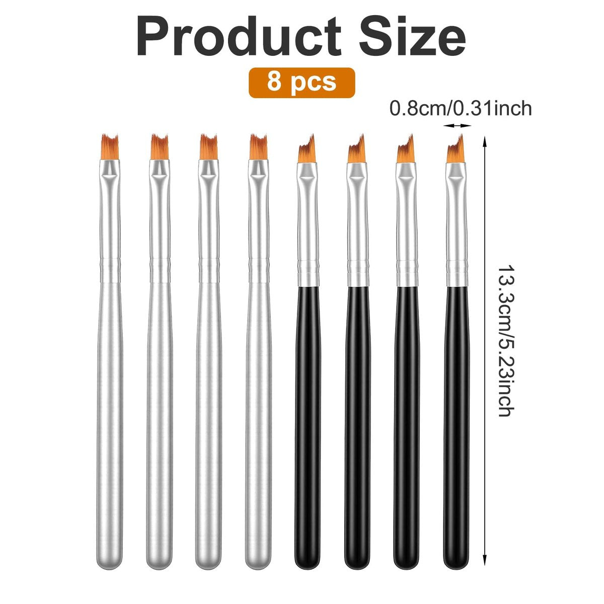 TIESOME 8-Piece French Tip Nail Brush Set: Oblique Head Manicure Brushes with Wood Handles for Classic White Tips - görsel 3
