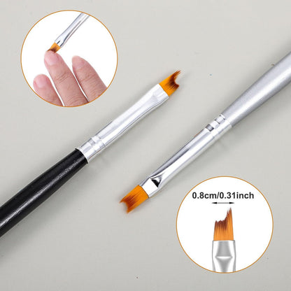 TIESOME 8-Piece French Tip Nail Brush Set: Oblique Head Manicure Brushes with Wood Handles for Classic White Tips