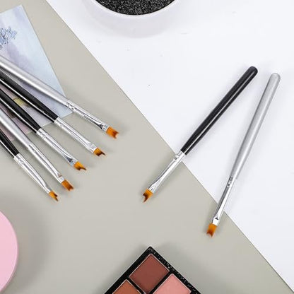 TIESOME 8-Piece French Tip Nail Brush Set: Oblique Head Manicure Brushes with Wood Handles for Classic White Tips