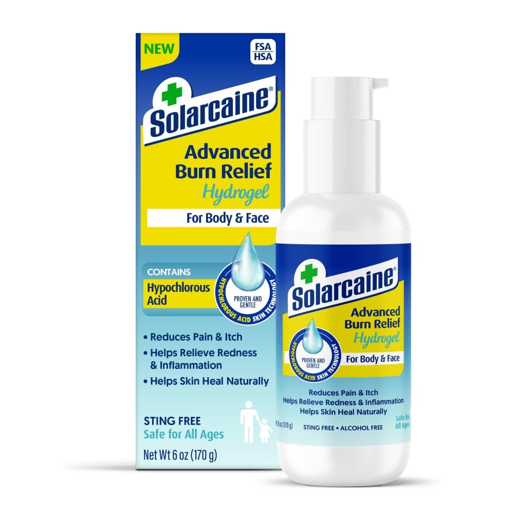 Solarcaine Advanced Cooling Hydrogel with Hypochlorous Acid – 6 oz After-Sun & Burn Gel, Soothes Discomfort, Itch & Redness, Sting-Free & Alcohol-Free for Face & Body - görsel 1