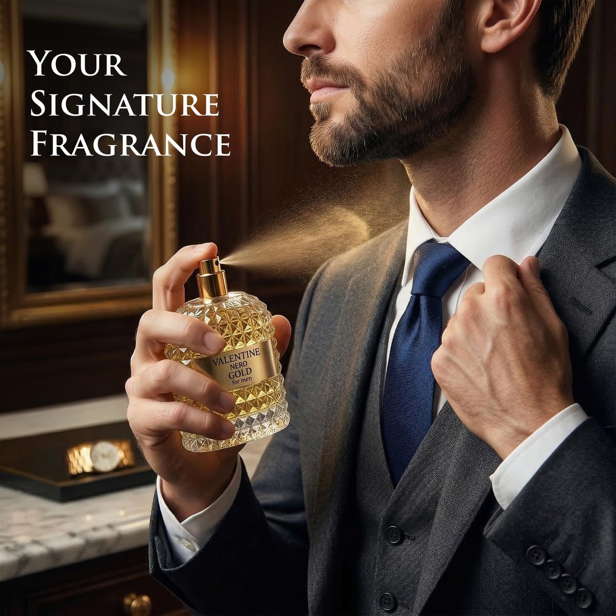 URBAN COLLECTION Valentine Nero Gold Cologne for Men - Warm Spicy Woody Fragrance, 3.4 oz Avelisse