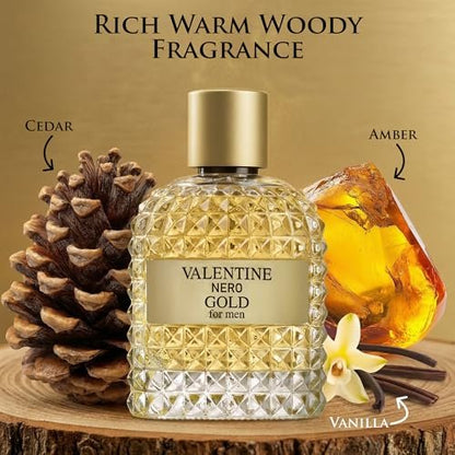URBAN COLLECTION Valentine Nero Gold Cologne for Men - Warm Spicy Woody Fragrance, 3.4 oz Avelisse