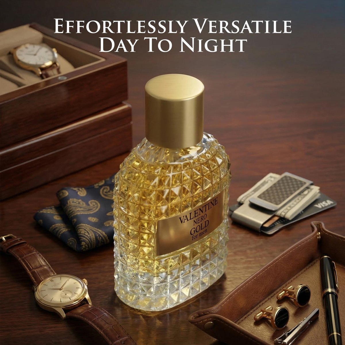 URBAN COLLECTION Valentine Nero Gold Cologne for Men - Warm Spicy Woody Fragrance, 3.4 oz Avelisse