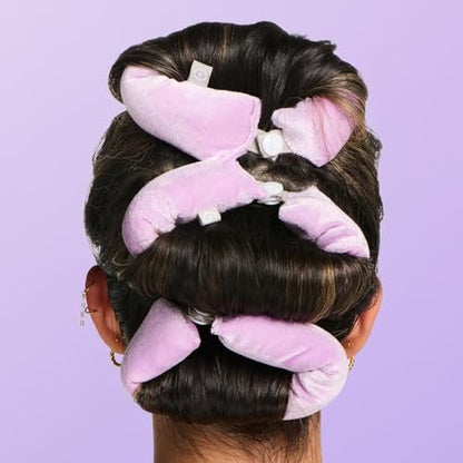 Gimme Beauty Chill Curl Heatless Flex Rods – Gentle Silk Hair Rods for Overnight Curls, Frizz-Free Waves, Secure Snap Closure, for Thick Hair, 4 Count, Purple Avelisse
