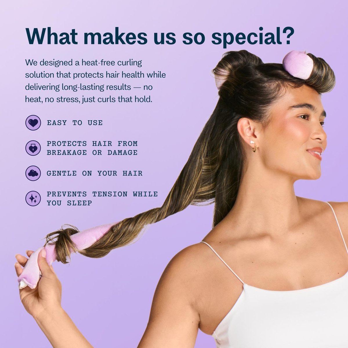 Gimme Beauty Chill Curl Heatless Flex Rods – Gentle Silk Hair Rods for Overnight Curls, Frizz-Free Waves, Secure Snap Closure, for Thick Hair, 4 Count, Purple Avelisse