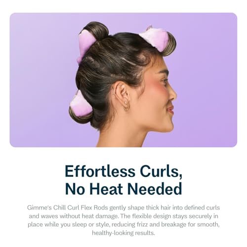 Gimme Beauty Chill Curl Heatless Flex Rods – Gentle Silk Hair Rods for Overnight Curls, Frizz-Free Waves, Secure Snap Closure, for Thick Hair, 4 Count, Purple Avelisse