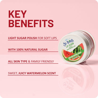 St. Ives Watermelon Lip Scrub – Natural Sugar Exfoliator for Smooth, Soft Lips (0.5 oz)