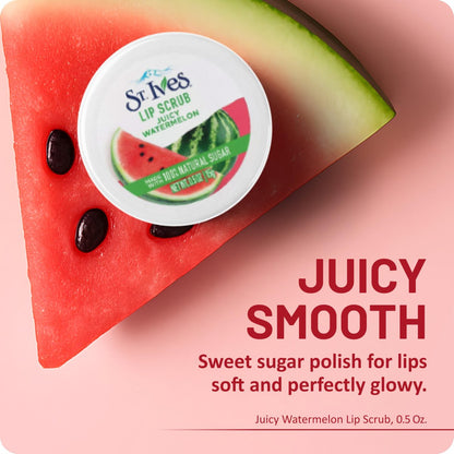 St. Ives Watermelon Lip Scrub – Natural Sugar Exfoliator for Smooth, Soft Lips (0.5 oz)