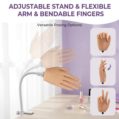Realistic Silicone Nail Practice Hand for Beginners – Flexible & Durable Training Mannequin for Nail Techs Avelisse
