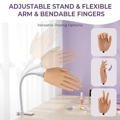 Realistic Silicone Nail Practice Hand for Beginners – Flexible & Durable Training Mannequin for Nail Techs Avelisse