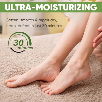 TEAWOO 8 Pairs Moisturizing Foot Masks with Aloe Vera Extract & Jojoba Oil – Intensely Hydrating Socks for Dry, Cracked Feet & Heel Treatment