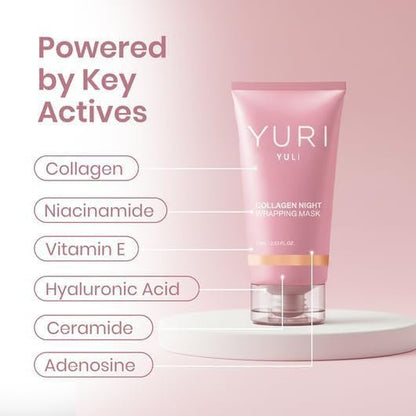 Official YURI Collagen Overnight Wrapping Peel Off Face Mask – Anti-Aging Night Mask for Fine Lines & Dullness Avelisse