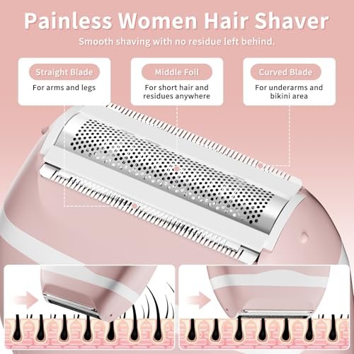 2026 Electric Razor for Women – Cordless Mini Trimmer, 3 Blades, Wet/Dry, Painless Shaver for Face, Bikini, Arms, Legs – Travel-Friendly, Sensitive Skin - görsel 6