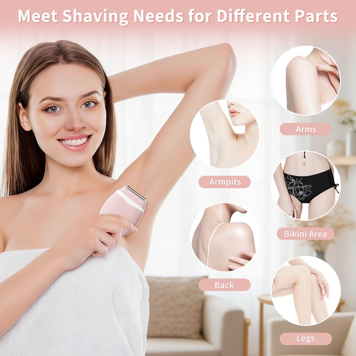 2026 Electric Razor for Women – Cordless Mini Trimmer, 3 Blades, Wet/Dry, Painless Shaver for Face, Bikini, Arms, Legs – Travel-Friendly, Sensitive Skin - görsel 3