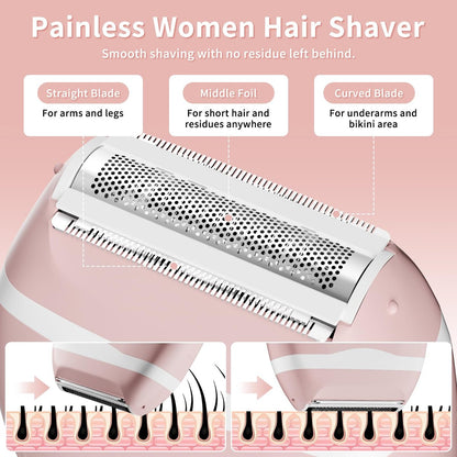 2026 Electric Razor for Women – Cordless Mini Trimmer, 3 Blades, Wet/Dry, Painless Shaver for Face, Bikini, Arms, Legs – Travel-Friendly, Sensitive Skin