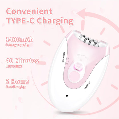MIRAIWATIMO Epilator for Women - 2 Speeds Smooth Skin Face Epilators with LED, Cordless Electric Hair Remover for Armpit, Leg, Bikini Area, Arm, Facial Hair Removal (Pink) Avelisse