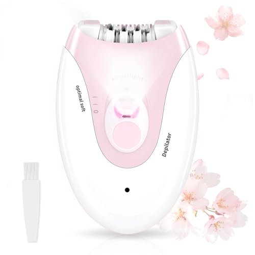 MIRAIWATIMO Epilator for Women - 2 Speeds Smooth Skin Face Epilators with LED, Cordless Electric Hair Remover for Armpit, Leg, Bikini Area, Arm, Facial Hair Removal (Pink) Avelisse