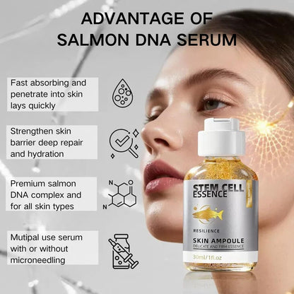 Salmon DNA Serum with PDRN - Microneedling Ampoule for Wrinkles, Scars, and Skin Repair - Anti-Aging Hydration Booster, Firming Serum with Derma Roller and Pen for Radiant Face or Body - 1 oz Avelisse