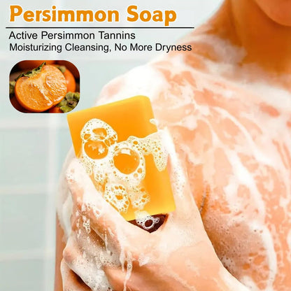 Natural Japanese Persimmon Soap 2-Pack with Exfoliating Loofah Pad & Foaming Nets – Deodorizing Body Soap for Senior & Body Odor, Mild for Most Skin Types Avelisse