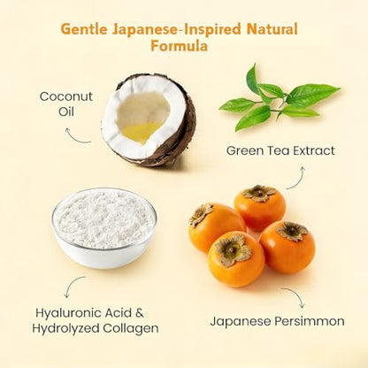 Natural Japanese Persimmon Soap 2-Pack with Exfoliating Loofah Pad & Foaming Nets – Deodorizing Body Soap for Senior & Body Odor, Mild for Most Skin Types Avelisse