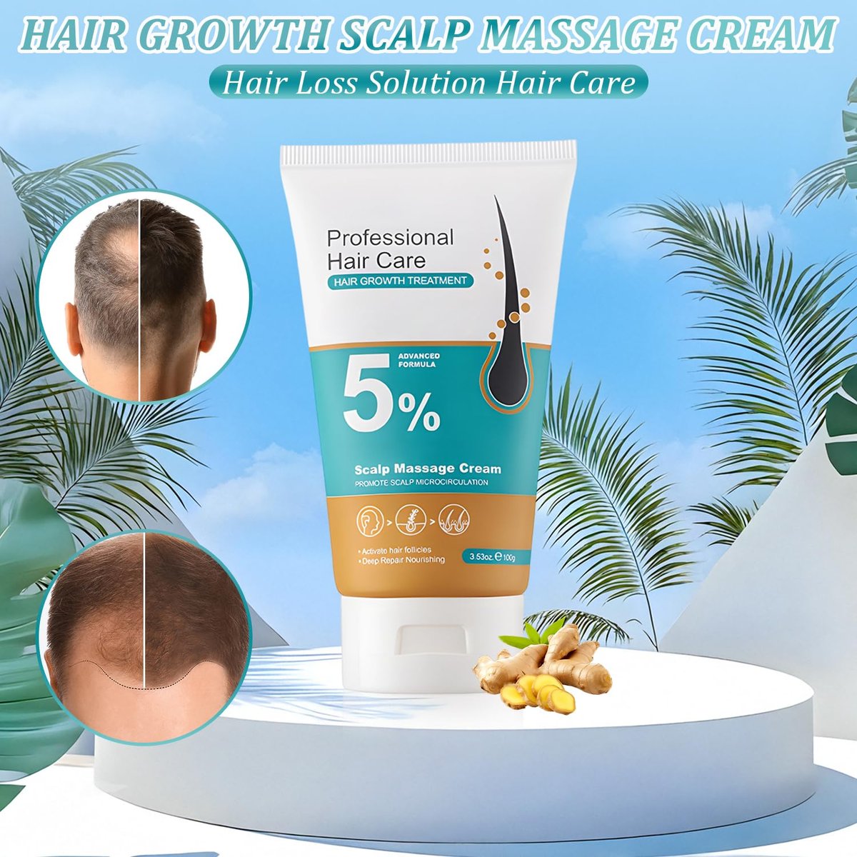 2-Pack Hair Growth Scalp Massage Cream with Rosemary & Biotin - Anti-Hair Loss Treatment for Men & Women - Strengthens Hair Roots Avelisse