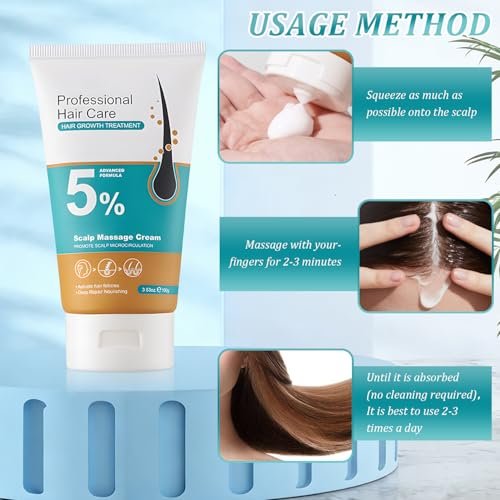 2pcs 5% Hair Growth Scalp Massage Cream - Professional Hair Care with Rosemary & Biotin for Men & Women, Strengthens Roots & Fast Regrowth Avelisse