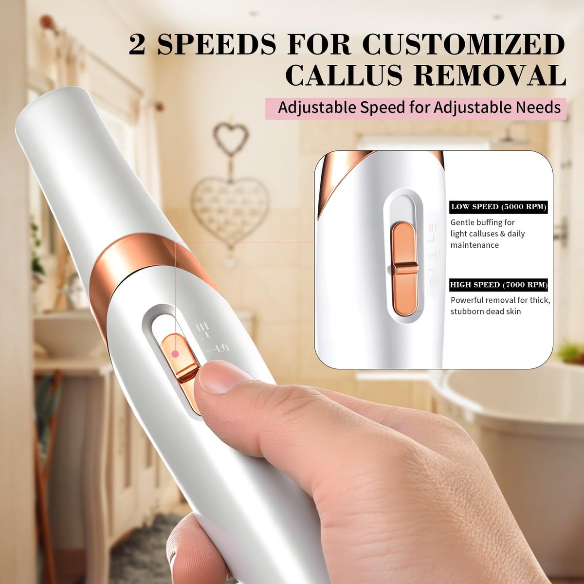 PALETTECH Electric Foot Callus Remover – Rechargeable Foot File Pedicure Kit for Hard, Dry, Cracked Skin – Professional At-Home Foot Care for Smooth Feet – Ideal Gift for Women and Men - görsel 7
