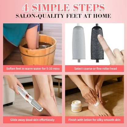 PALETTECH Electric Foot Callus Remover – Rechargeable Foot File Pedicure Kit for Hard, Dry, Cracked Skin – Professional At-Home Foot Care for Smooth Feet – Ideal Gift for Women and Men