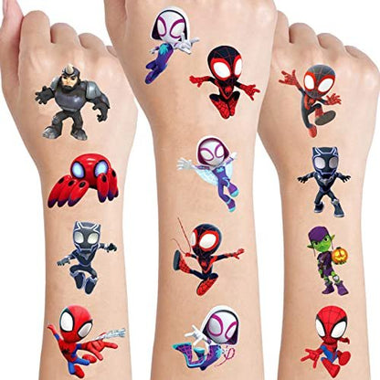 Spidey Birthday Party Supplies: 34Pcs Temporary Tattoos for Kids Goody Bag Treats