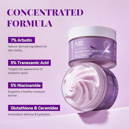 ANAI RUI Tranexamic Acid Cream with 70,000ppm Arbutin & 50,000ppm TXA, 5% Niacinamide - Dark Spot Corrector for Smooth & Even-Looking Skin, 1.7 oz Avelisse